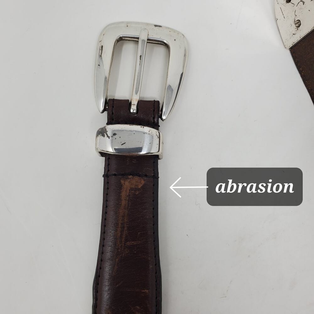 Brighton Western Tooled Leather Belt Brown Silver Sz L Western Rodeo Cowboy - Picture 5 of 7